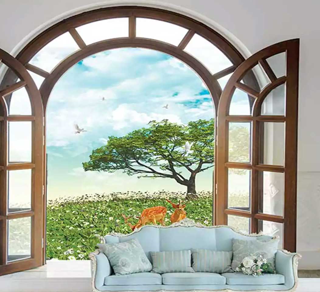 پوستردیواری منظره پنجره رو به طبیعت کد n-7850