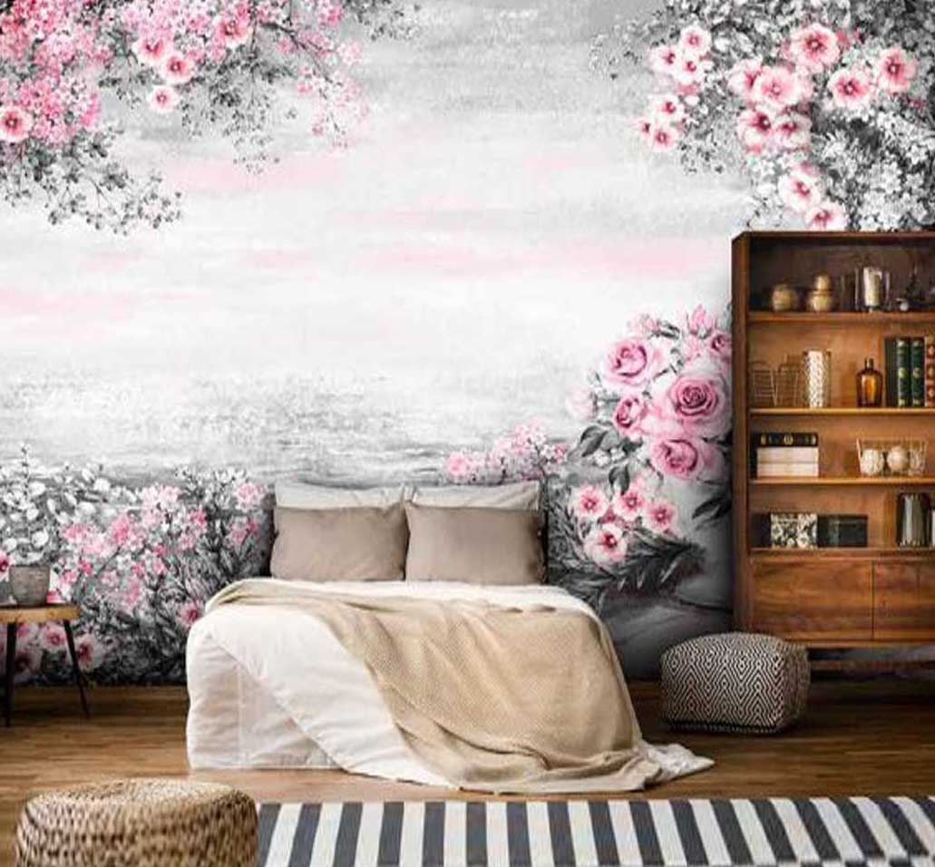پوستر دیواری رز های صورتی کد n-5858