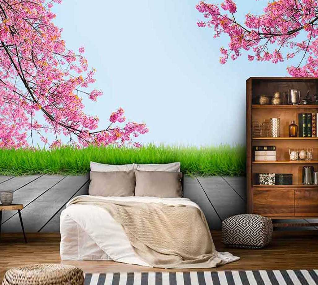 پوستر دیواری چمن های بلند و سبز کد n-5853