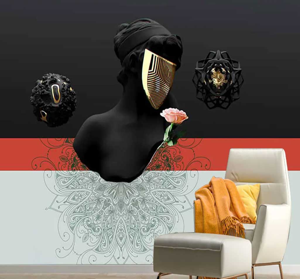 پوستردیواری لاکچری پتینه طرح انتزاعی کد mt-83160