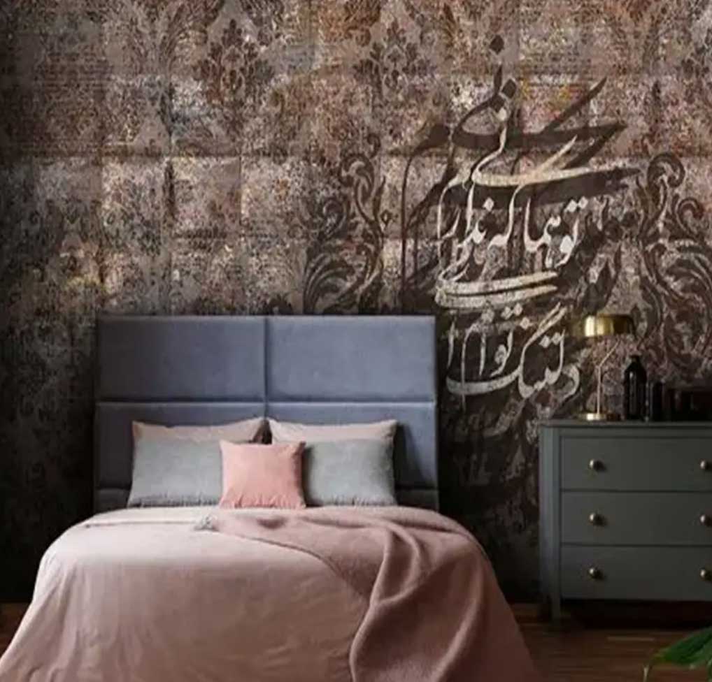 پوستردیواری لاکچری پتینه طرح دیوار قهوه ایی کد A-3044