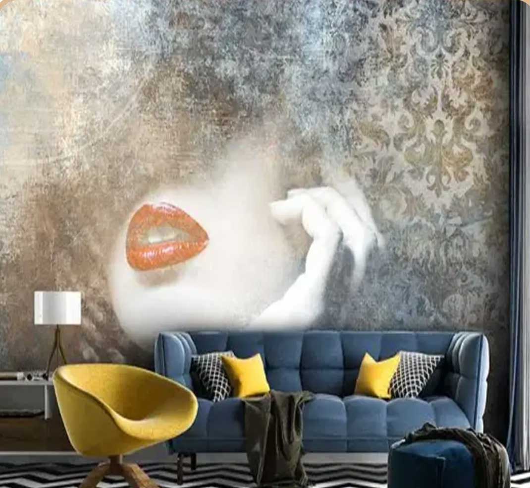 پوستردیواری لاکچری پتینه طرح چهره و خانم کد A-3076