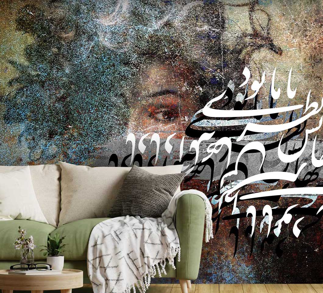 پوستر دیواری لاکچری پتینه چهره زن کدA-3099